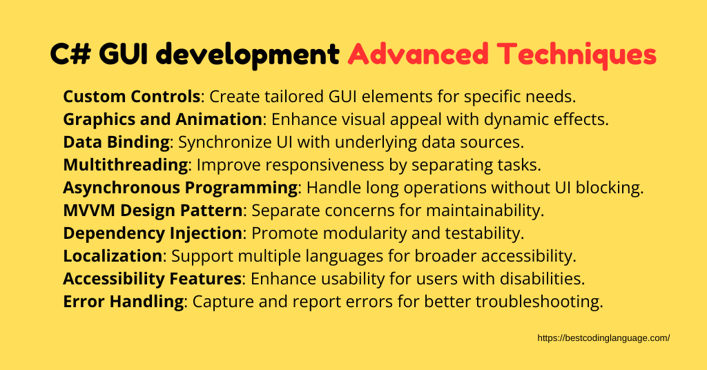 C# GUI development Advanced Techniques