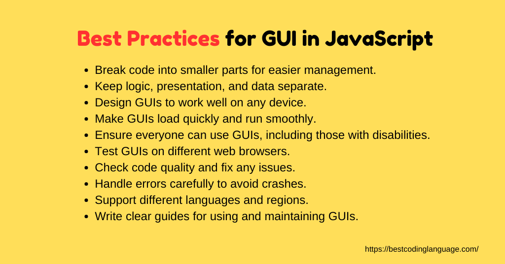  Best Practices for GUI in JavaScript