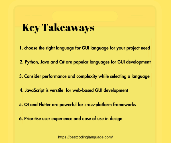 key takeaways for Programming Language For GUI Development