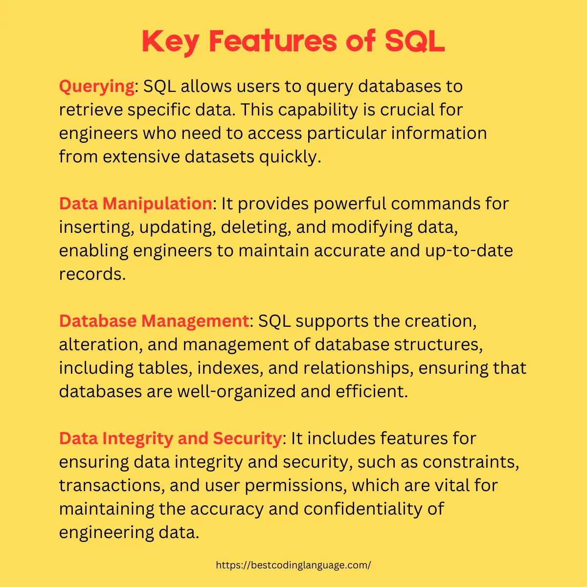 Key Features of SQL in civil engineering